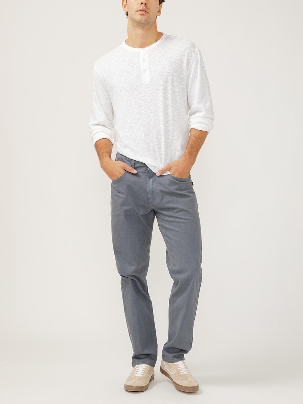 Eddie Classic Athletic Fit Tapered Leg Essential Twill Pants, Grey, hi-res image number 0